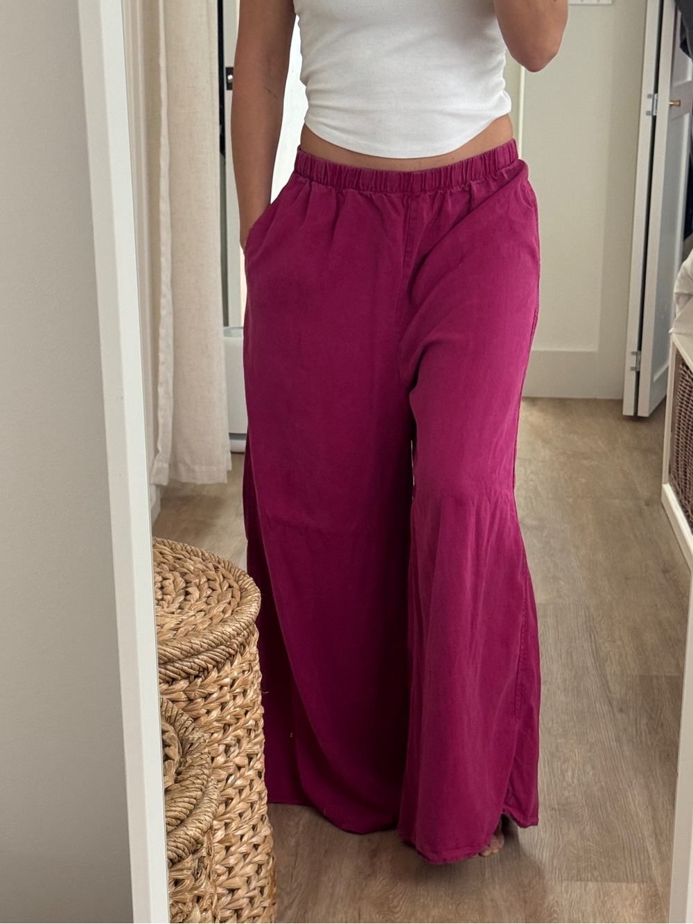 Zara Wide Leg Magenta Pants